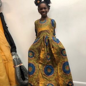 African Ankara girls long maxi dress